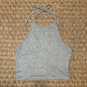 LA Hearts Grey Halter Crop Top